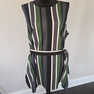 Ann Taylor Factory Green and Black Striped Tunic Tank